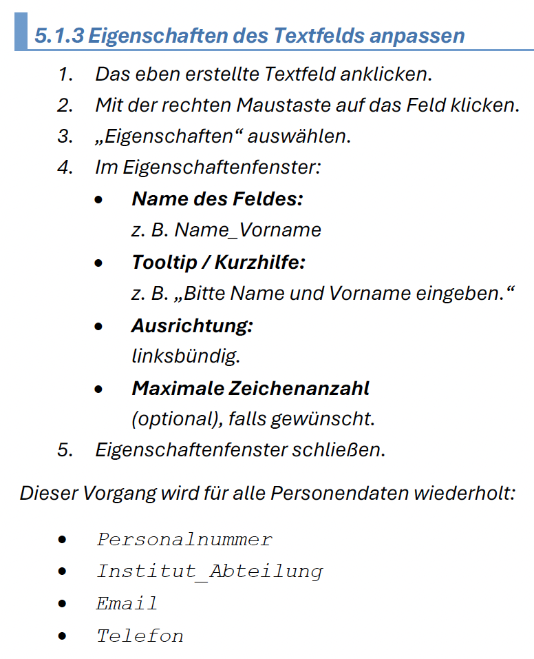 Ausschnitt aus der Anleitung